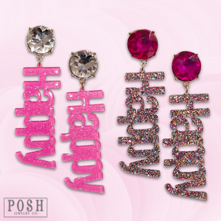 Rhinestone and glitter HAPPY earring