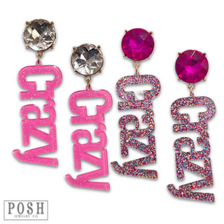 Rhinestone and glitter CRAZY earring