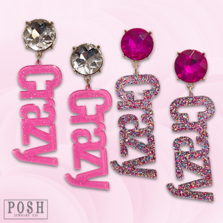 Rhinestone and glitter CRAZY earring
