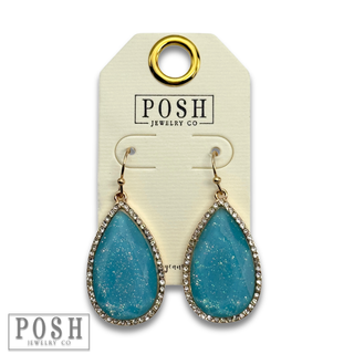 Rhinestone rimmed teardrop earring