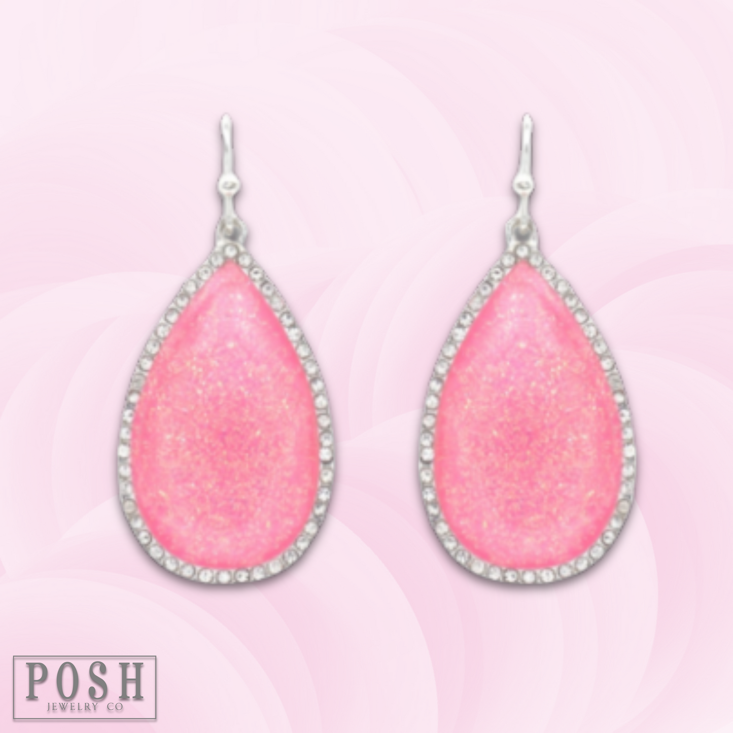 Rhinestone rimmed teardrop earring