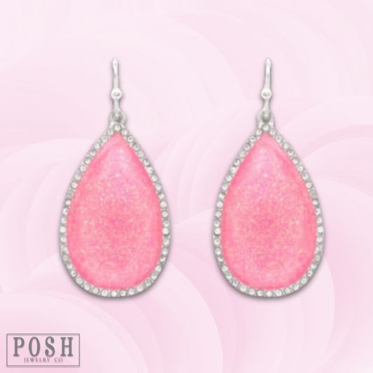 Rhinestone rimmed teardrop earring