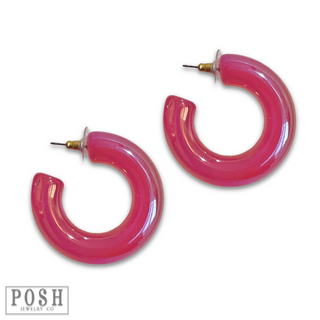 Iridescent acrylic hoop earring