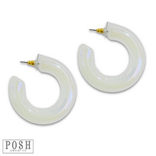 Iridescent acrylic hoop earring