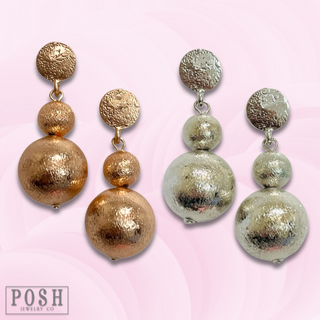 Double textured bead post earring