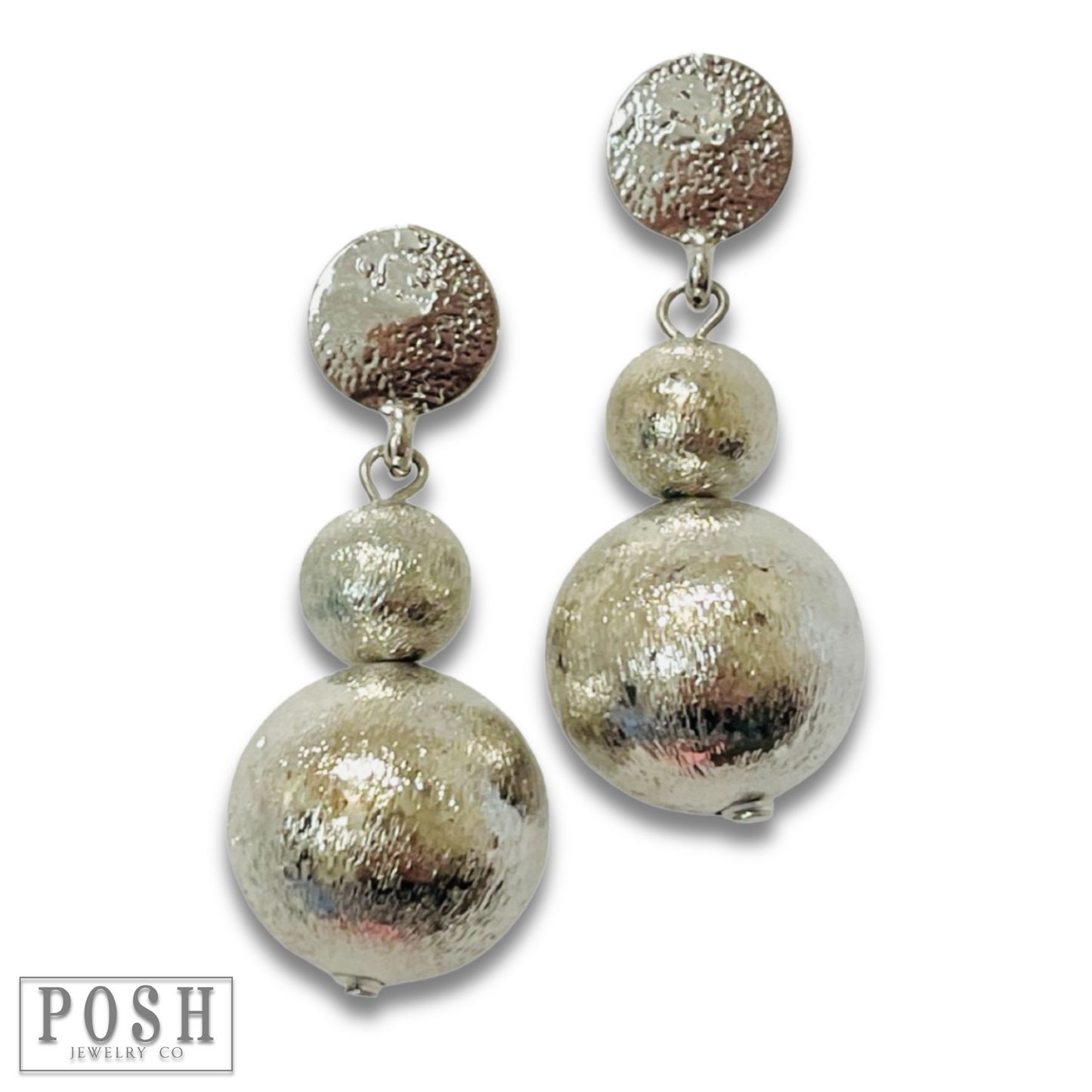 Double textured bead post earring