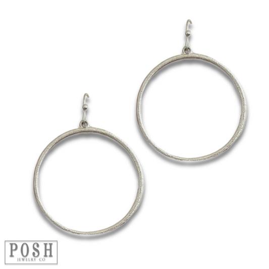 Brushed finish circle earring, last call