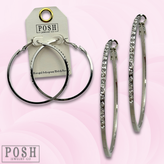 Hoop earring with rhinestones - LC