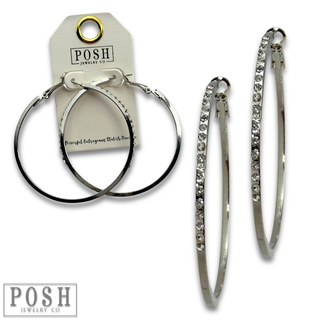 Hoop earring with rhinestones - LC