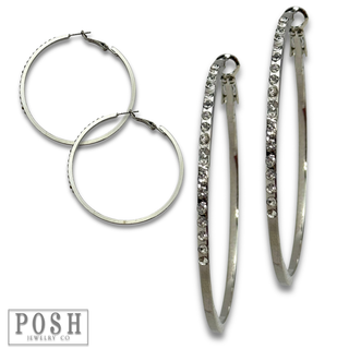 Hoop earring with rhinestones - LC