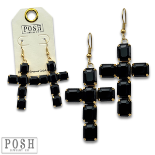 Rhinestone cross earring - LC