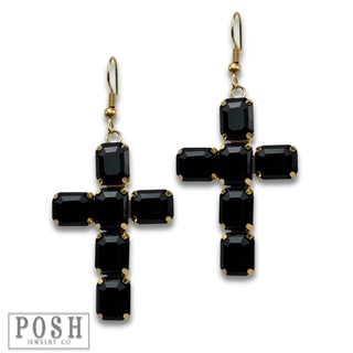 Rhinestone cross earring - LC