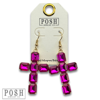 Rhinestone cross earring - LC