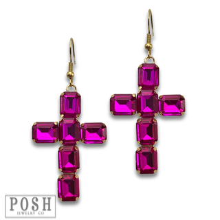 Rhinestone cross earring - LC