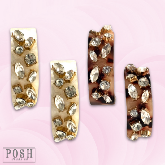 Rhinestone acrylic hoop earring