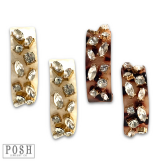 Rhinestone acrylic hoop earring