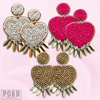 Beaded heart earring
