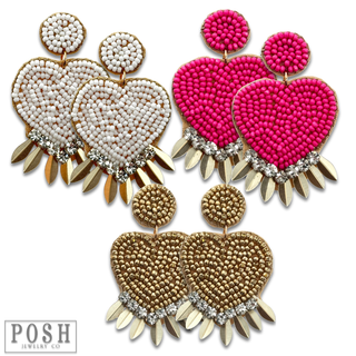 Beaded heart earring