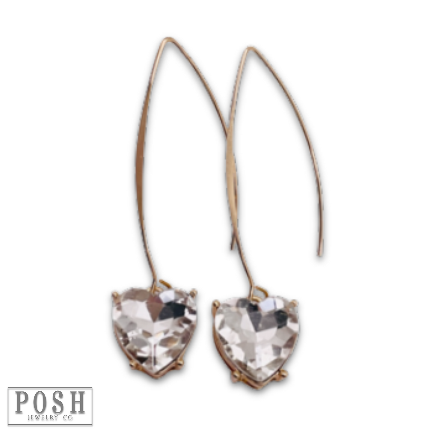 Sparkling rhinestone heart on hook earring