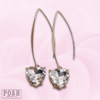 Sparkling rhinestone heart on hook earring