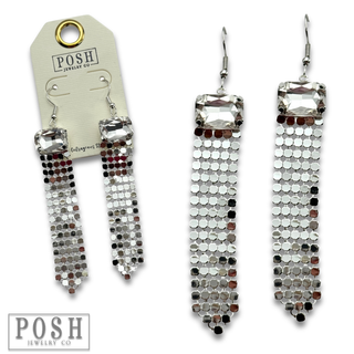 Rhinestone mesh earring - LC