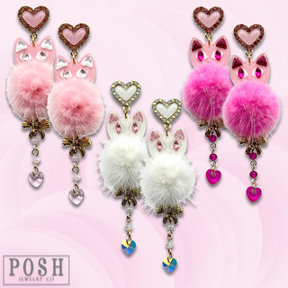 Valentine cat earring