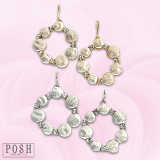 Pearl and rhinestone round earring