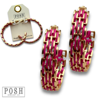 Gold and raffia hoop earring