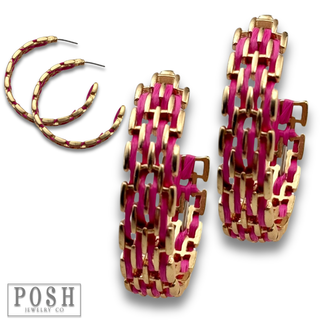 Gold and raffia hoop earring