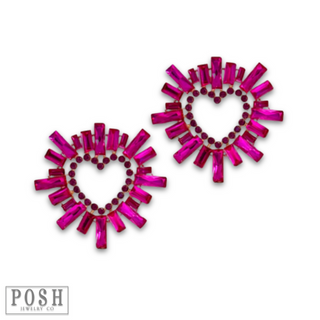 Large rhinestone heart earring