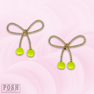 Gold bow post earring
