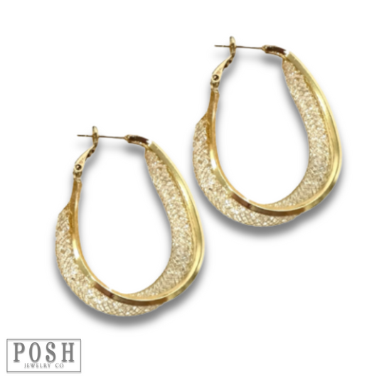 Crystal mesh hoop earring