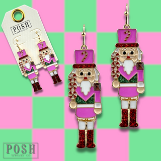 Pink nutcracker earring