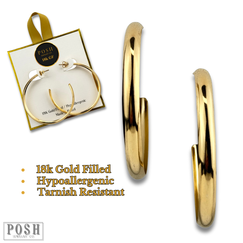 Classic hoop earring, 18k gold filled