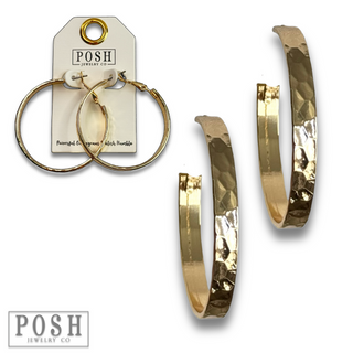 Hammered look hoop earrings