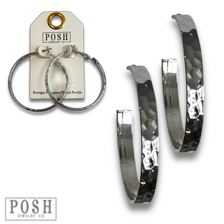Hammered look hoop earrings
