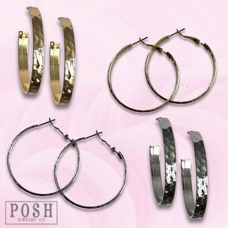 Hammered look hoop earrings