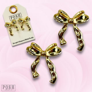 Gold plated bow post earring