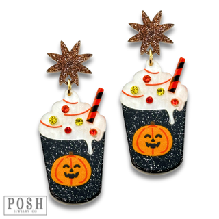Halloween pumpkin drink earring