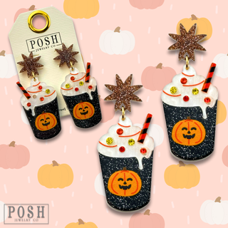 Halloween pumpkin drink earring