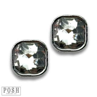 Square post rhinestone earring