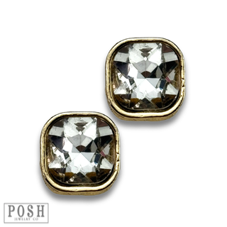 Square post rhinestone earring