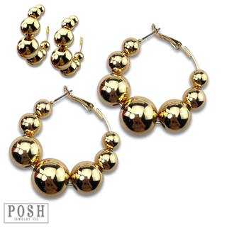 Large bead hoop earring