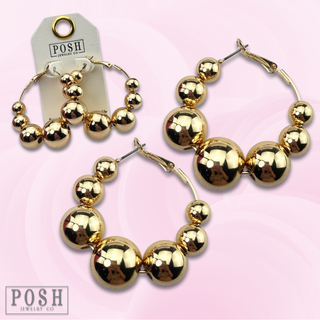 Large bead hoop earring