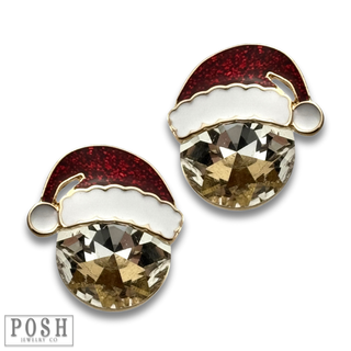 Rhinestone Santa hat earring