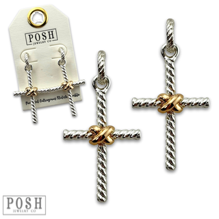 Twist look cross earring