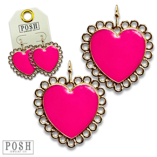 Enamel heart earring