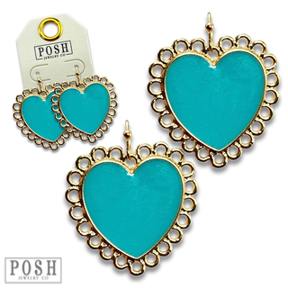 Enamel heart earring