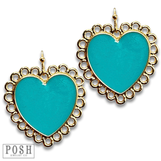 Enamel heart earring
