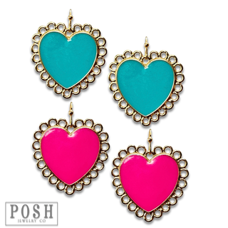 Enamel heart earring